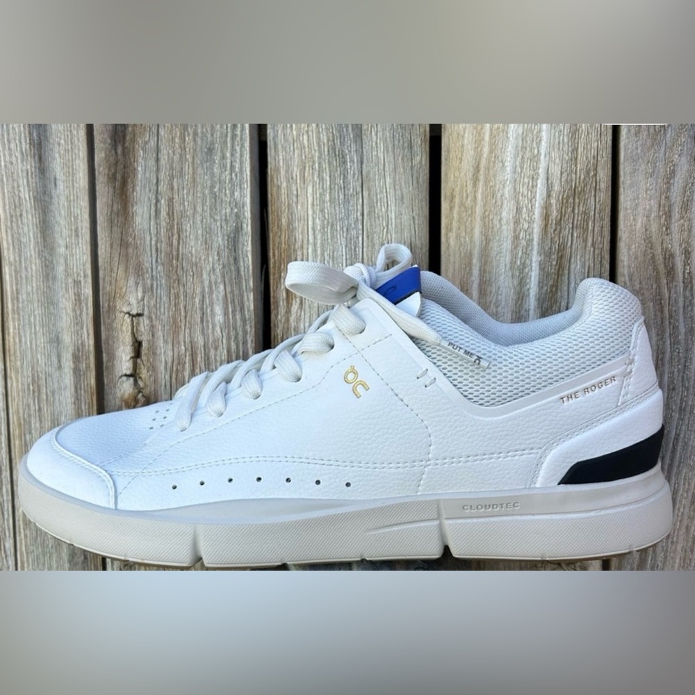 On The Roger Centre Court Tennis Sneaker White Indigo Blue 10.5